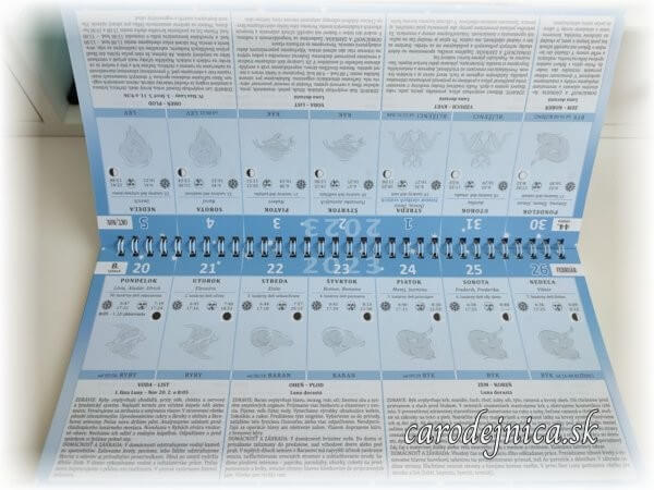 Lunárny kalendár 2023 ukážka
